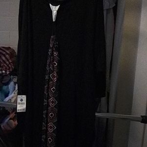 Black Dolman short sleeve blouse with scraf
